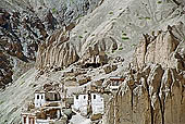 Ladakh - Lamayuru Gompa built on a mountain spur 